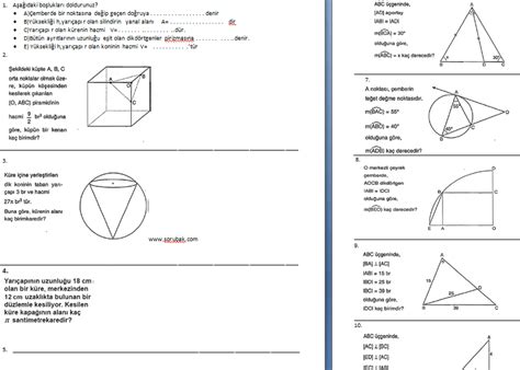 geometri yazılı soruları 9 sınıf